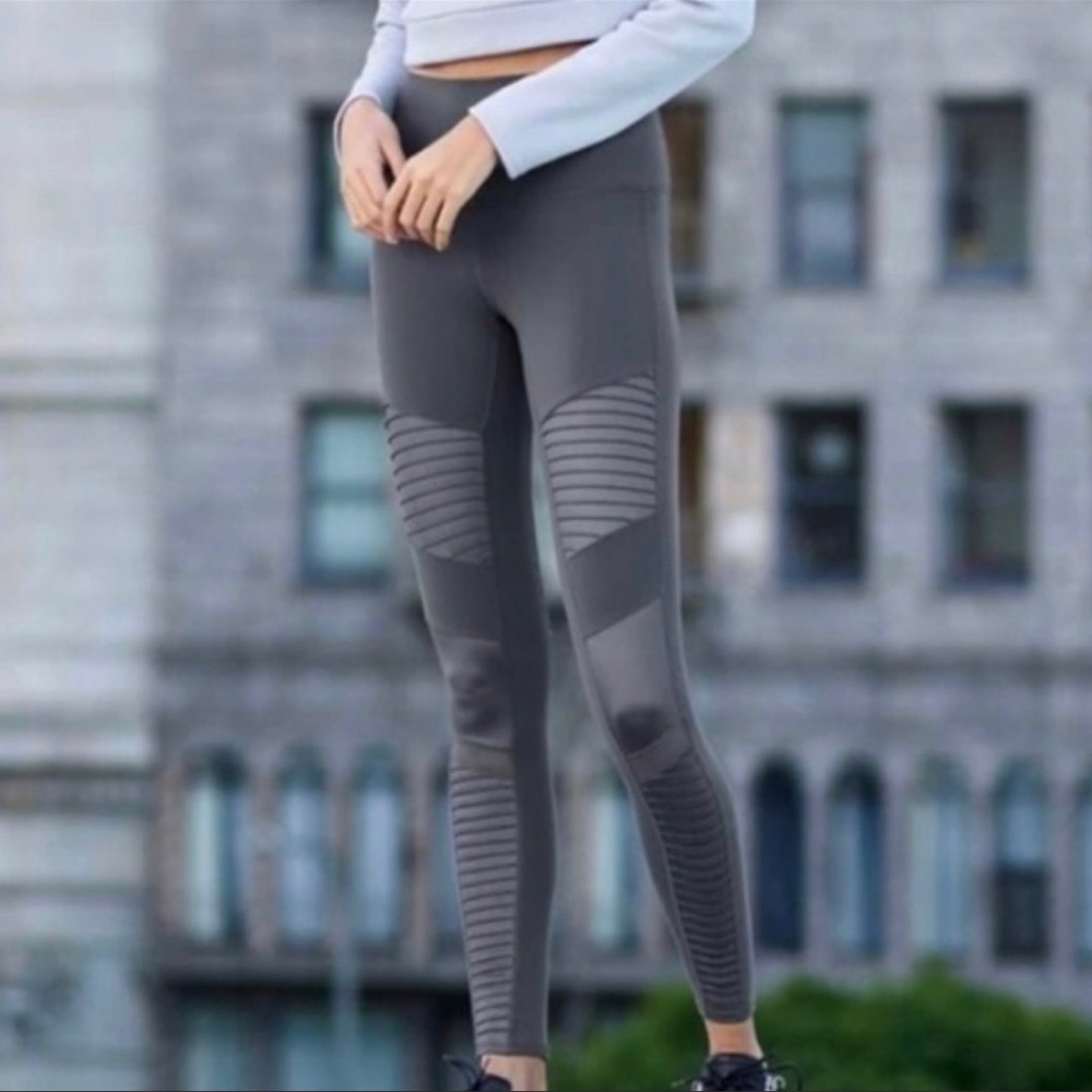Alo Gray Moto Leggings